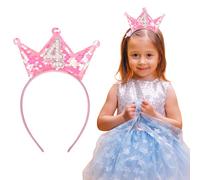 Gjinxi 4th Birthday Princess Headband, Pink Princess Tiara 4 Years Sparkling Tiara Girl Headband Happy Birthday Headpiece, Glitter Hair Band Decorations 4 Years Old Girl Hair Accessorie Party Supplies