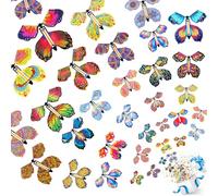 Gjinxi 50x Flying Butterfly for Surprise Explosion Gift Box Magic Wind up Flying Butterfly Rubber Band Butterflies Bookmark for DIY Exploding Gifts Box Wedding Birthday Graduation Party Greeting Cards