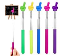 Gjinxi 5PCS Classroom Pointers, Extendable Teacher Finger Pointer Sticks Presentation Hand Signals Stick, Engaging Colors Long Pointing Finger Stick for Students Reading Pointers Kids and Special Need