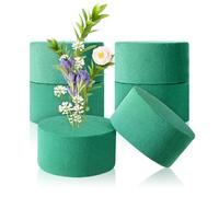 Gjinxi 6Pcs Round Floral Foam Blocks for Fresh and Artificial Flowers, 3.15" Round Flower Arrangement Kit Green Wet Dry Flower Foam Blocks for Wedding Aisle Flowers Party Decoration Florist Supplies