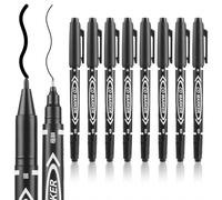 Gjinxi Black Drawing Pens, 10 Pack Dual Tip Brush Pens for Adults, Permanent Markers for Art Drawing Sketching Writing Marking