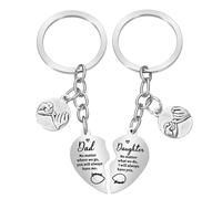 Gjinxi Dad Daughter Heart Matching Keyring, 2 Pcs Gifts Keychain Set for Daddy Daughter Father's Day Gifts Christmas Birthday Presents