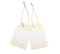 Gjinxi Gift Tags with String Attached 100PCS, 2 x 3'' Foil Gold Dots Paper Tags, Personalized White Blank Name Tag for Gift Bags Presents Birthday Wedding Party Baby Shower Favors Hanging Name Labels