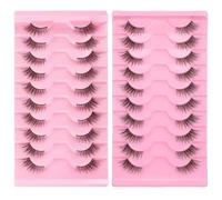 Gjinxi Half Lashes Natural Look Wispy 20 Pairs Cat Eye Lashes 3D Fluffy Faux Mink Lash 15MM False Eyelashes Look Like Extensions Curly Soft Fake Lash Pack (Black Band+Clear Band)