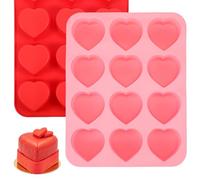 Gjinxi Heart Ice Cube Tray 2PCS, Reusable Silicone Baking Moulds Heart Ice Cube Tray, Non-Stick Quick Release Chocolate Mold Muffins Egg Bites Cupcake Pan Novelty Valentine DIY Cake Baking Molds