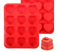 Gjinxi Heart Shaped Cake Pans - 2 Pcs Silicone Cupcake Pan for Baking - Nonstick Heart Silicone Mold for Valentine's Day, Heart Shaped Pan for Muffins, Egg Bites, and More - Red