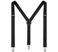 Gjinxi Mens Heavy-Duty Suspender, Hidden Suspenders for Men with 3 Strong Clips, Solid Color Mens Suspender, Adjustable Elastic Work Suspenders, Adjustable Braces, Black