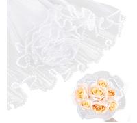 Gjinxi Pearl Mesh for Bouquets White Flower Wrapping Mesh Paper 4 Yard Waterproof Floral Wrapping Papers Lace Bouquet Wrap Packaging Wrinkled Translucent for DIY Craft Decor Florist Supplies