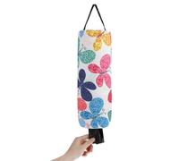 Gjinxi Plastic Bag Holder Foldable & Washable Grocery Bags Dispenser Wall Mount Organizer for Recycling Shopping Bags Flower Canvas Design Pouch Holder Organizer and Dispenser for Home Kitchen Storage