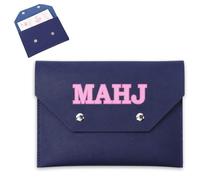 Gjinxi PU Leather Mahjong Card Holder Pouch for Cards, Mahjong Accessories Clutch Case with Secure Closure Rule Card Protective Cover Ideal Gift for Lover Playing Game Night Party Travel Women Men