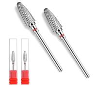 Gjinxi Safety Nail Drill Bits 2 Pcs Carbide Nail Drill Bit Remove Acrylic Hard Gels 3/32" Professional Cone Tungsten Drill Bits for Manicure Pedicure Cuticle Cleaner Polish