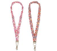 Gjinxi Scrunchie Lanyard, Stretchy Teacher Lanyard with Lobster Clasp, Retractable Neck Lanyards for ID Badges, Keys, Cards, Pattern 2 pack Cute Teacher Lanyards
