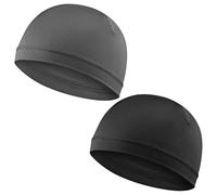 Gjinxi Skull Cap 2 Pcs Soft Beanie Hats Lightweight Beanie Sleep Hats Breathable Helmet Liner Stretchy Headwear Cooling Cycling Cap Multifunctional Skullies Cover Black, Black, 1