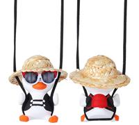 Gjinxi Swinging Duck Car Hanging Ornament, Cute Swinging Duck for Car Mirror, Cool Car Ornaments Car for Rear View Mirror and Interior, Funny Duck Gift Car Charm for Women Men