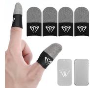 Gjinxi Thumb Sleeves for Mobile Gaming, 4 PCS Silver Fibre Touch Screen Finger Sleeves, Ultra Thin Anti Sweat Thumb Sleeve Finger Covers Phone Tablet Touchscreen Fingers Gloves Protectors for Gamers B