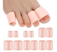 Gjinxi Toe Protectors, 14PCs Silicone Toe Toe Sleeve for Hammer Toes, Corns, Calluses, Blisters, Soft Gel Protector Toe Cushions for Pain Relief and Immediate Protection(Skin Color+4L+6M+4S)