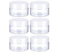 Gjinxi Travel Size Toiletries Round Clear Leak Proof Plastic Container Travel Cosmetic Containers Pots with Lids, 6pcs Portable Round Transparent Plastic Storage Box for Small Items Jars 1oz/3ml-White