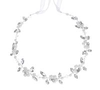 Gjinxi White Pearl Bridal Headpiece Flower Headband With Ribbon 2 PCS Pearl Bridal Headpiece Wedding Hair Accessory for Wedding Party Princess Flower Women and Bridesmaid Floral Hair Styling