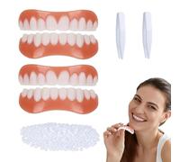 GJKLO 2 Pairs Soft Denture Reline Kit,dentures for no teeth,Silicone Reline Denture Set,Dentures False Teeth Set for Adults,denture repair kit,Elaborate Design,fake teeth,10g of tooth gel + tweezers