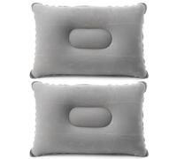 GJKLO 2 Pieces Inflatable Pillows, Compressible Ultralight, Soft Waterproof Portable Compact Blow Up Pillows for Camping Hiking, Beach, Fishing and Office Provides Ample Space 38 * 24cm (Silver Gray)