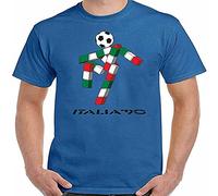 GJKSSQ YEBO Italia 90 T-Shirt Mens Retro 1990 World Cup Retro Logo Kit Italy Top_2475(X-Large)