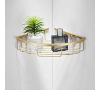 GJLJYJY Corner Shower Caddy Floating Shelves Brushed Gold Bathroom Shelfs Wall Mounted Shampoo Towel Storage Rack Double Tier Draining Basket Bathroom Accessories Kitchen Shelves/Style 1