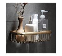 GJLJYJY Floating Shelves Wall-Mounted Bathroom Accessories, Brushed Gold Bathroom Storage Shelf, Shower Basket, Brass Shower Holder Rack Shower Caddy/35cm