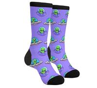GJLNTRF Funny Novelty Socks Casual Athletic Crazy Cute Crew Socks For Women Men, Alien, One Size