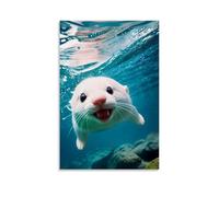 GJLXVN Sea Otter Waterproof And Stain Resistant Wall Paintings High-definition Spray Painted Decorative Paintings Study And Coffee Shop Decorations Fade ResistantUnframe-style16x24inch(40x60cm)