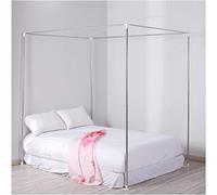 GJMSSMY Bed Canopies Frame,Stainless Steel Canopy Bed Frame with Mosquito Net, 4 Corner Support Posts, Easy Install, Fits 1.5x2m Beds, Silver Finish, Durable Mosquito Net Bracket