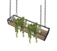 GJMSSMY Metal Iron Ceiling Mounted Shelf Hanging Plant Flower Pot Stand Kitchen Bar Floating Shelves Storage Rack Wall Plant Stand/Wine Rack Black (80x25x15cm)