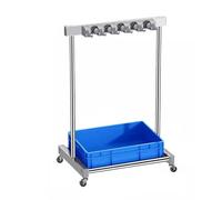 GJMSSMY Mobile Stainless Steel Cleaning Tool Storage Rack - Mop & Broom Holder for Schools, Factories, Hotels - Durable 67cm Drain Rack in Gray, Perfect for Organizing Cleaning Supplies