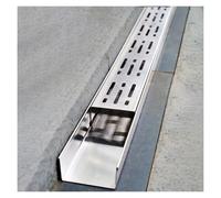 GJMSSMY Narrow Ditch Drainage Channel 1m Long, 304 Stainless Steel Channel Drain Kit for Patio Deck And Bathroom, Low Profile Drainage Trench System for Concrete Drivew,5 Pieces-5x5cm/2x2in