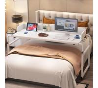 GJMSSMY Standing Desk, Height Adjustable Overbed Sit Stand Up Desk with Desktop Stable Steel adjustable portable lazy table desk stand sofa bed tray for laptop(Color:White+)