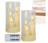 GjnjfdF 2 Piece LED Candles with Remote Controlled Lampshade, Fake Candles with Flickering LED Lights - for Home Living Room Bedroom Office Christmas Decoration