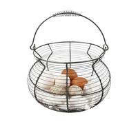 GjnjfdF Basket for collecting eggs, vintage made of wire, with handle, egg basket for the counter, for kitchen, picnic, garden, harvest, Easter, counter