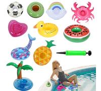 GjnjfdF Beverage Float | 10 Floating Drink Holders | Inflatable Beverage Tray Decoration for Outdoor Spa Lake And Pool Side