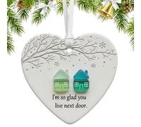 GjnjfdF Ceramic Christmas Tree Decoration - Ceramic Love Heart Ornament for Christmas Tree, Artistic Souvenir Hanging for Winter Parties, for Living Room, Bedroom, Wall, Window