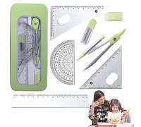 GjnjfdF Compass and Protractor Set, Protractor and Compass Set - Geometry Kit for Artists and Students - Protective Kit Box for Classroom and School Supplies for Drawing