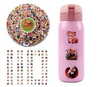 GjnjfdF Cute Red Panda Stickers, 110 Cartoon Animal Bottle Stickers, Waterproof PVC, Perfect for Plastic, Metal, Glass Surfaces