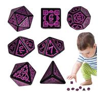 GjnjfdF Dice for Games, 7-Piece Acrylic Dice Set with Game Motifs - Complete Toy with Bright Colours, Decoration for Group Activities for the Dorm, Camping, Travel and