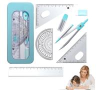 GjnjfdF Geometry Set, Ruler Protractor Compass Set | Geometry Kit for Artists and Students - Protective Kit Box for Classroom and School Supplies, for