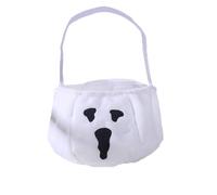 GjnjfdF Halloween Candy Bags, Reusable Tote Bags with Handles for Sweets | Terrible Storage Basket for Women, Boys, Girls, Teens and Kids, White Ghost Fleece, Se référer au descriptif, Refer to