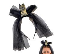 GjnjfdF Halloween Headband, Vintage Headpiece with Veil, Scary Costume Accessory for Masked Party Cosplay Show