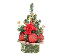 GjnjfdF Office Christmas Tree - Artificial Craft 22 Centimeters | with Decorative Balls and Flowers for a Small Christmas Tree, for Living Room Office Bedroom Apartment Coffee Shop