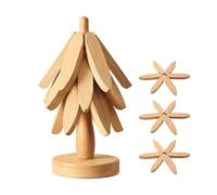 GjnjfdF Tree Trivet Set - Natural Christmas Decor Foldable | Wooden Trivet Set Tree Parties | for Worktop Pots Pans Bowl Teapot Plate Dining Table Home