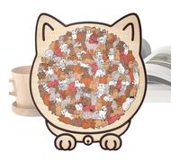 GjnjfdF Wooden Cat Jigsaw Puzzle, 135 Piece Animal Puzzle Ornament, Animal Ornament for Bookcase - for Adults, Family, Women, Home, Christmas, Kitten Lovers