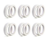 GJNMYSD 12 Pcs Rolls Double Sided Adhesive Clear Sticky Tape,Adhensive Sticky Tapes for DIY Craft,Card Making,Gift,Photos,Wallpaper,Documents-15mm/10mm Wide and 12m Long(white)