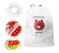 GJNMYSD 300 Pcs Stretch Food Covers & Household Covers, Elasticated Plastic Wrap for Keeping Food Fresh, Multi-Use as Disposable Shoe & Shower Caps