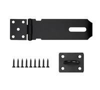 GJNMYSD 5 Inch Heavy Duty Shed Door Latch Lock - Black Security Hasp and Staple with Padlock Hole for Gate, Window, Pet Cage & Cabinet
